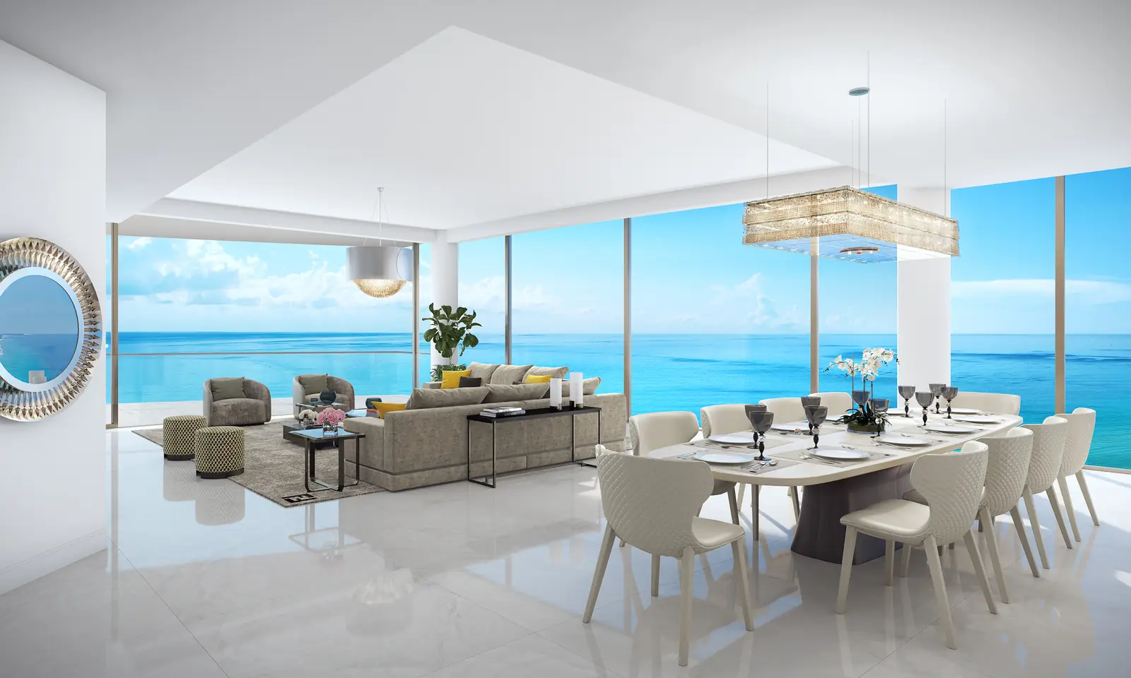 Amalfi residence, dining and living room