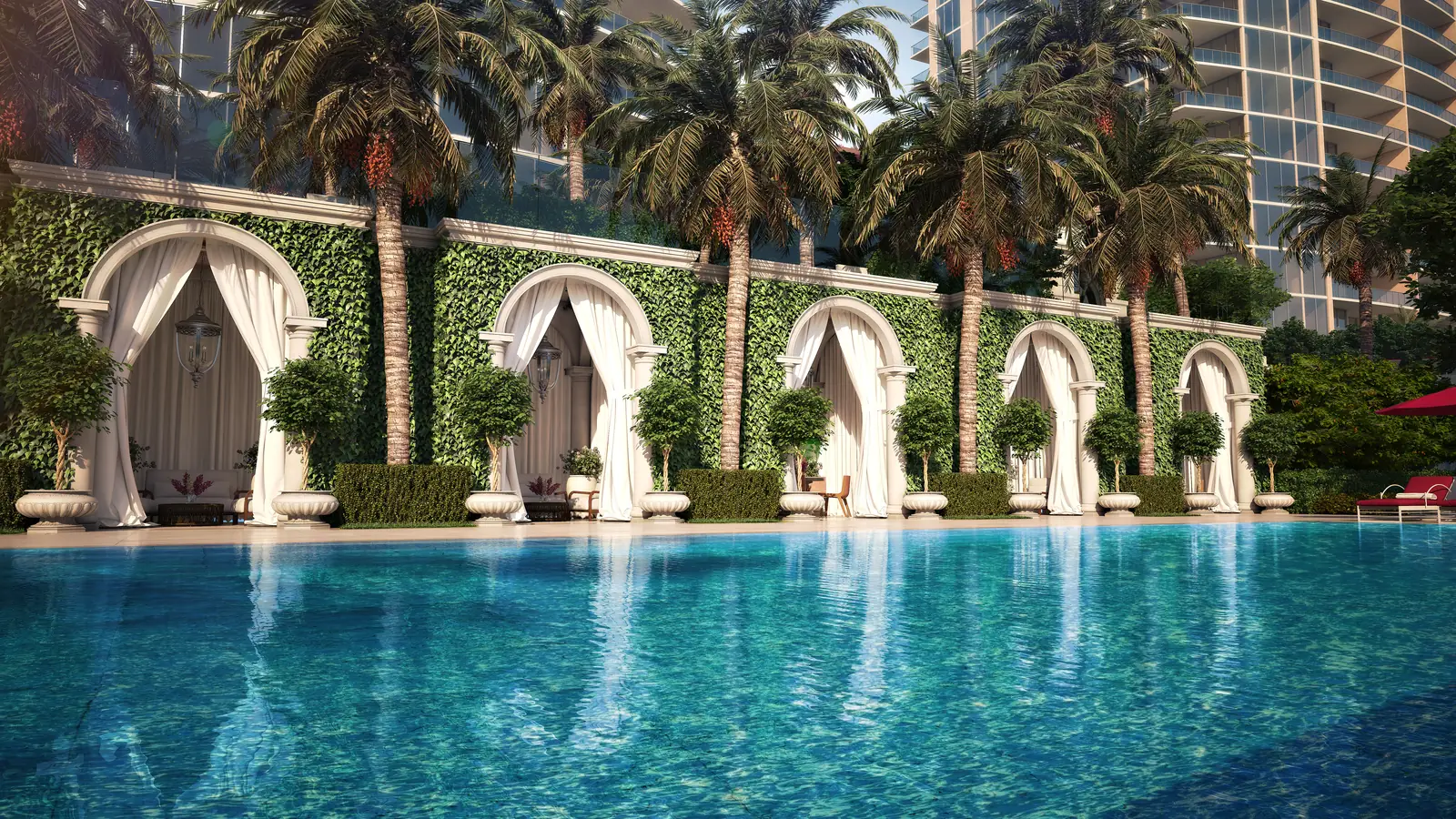 Cabanas and pool