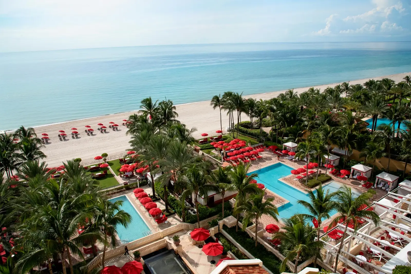 Aerial of the Acqualina Resort pools and beach