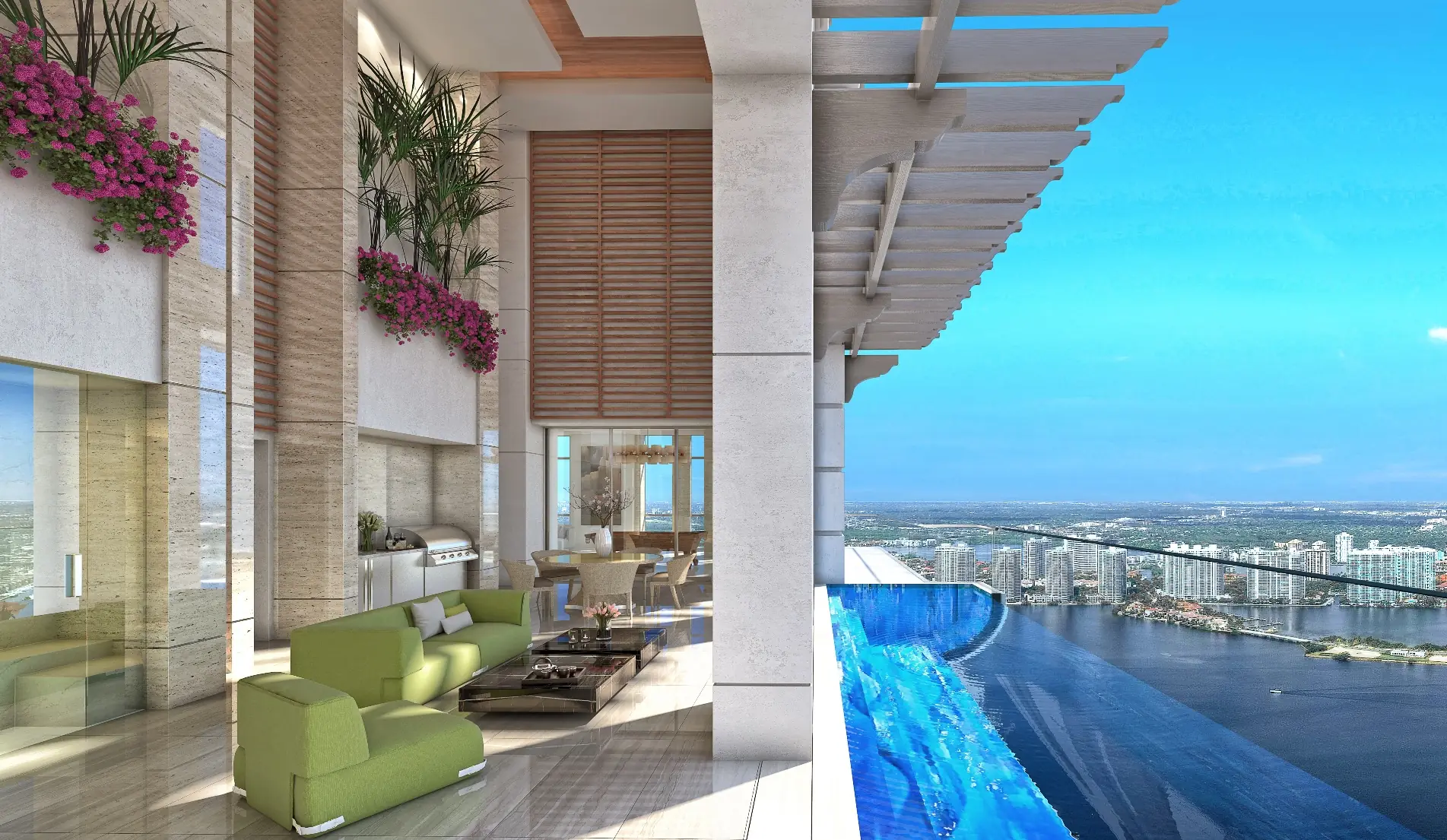 Palazzo Del Cielo penthouse, glass-edge terrace pool