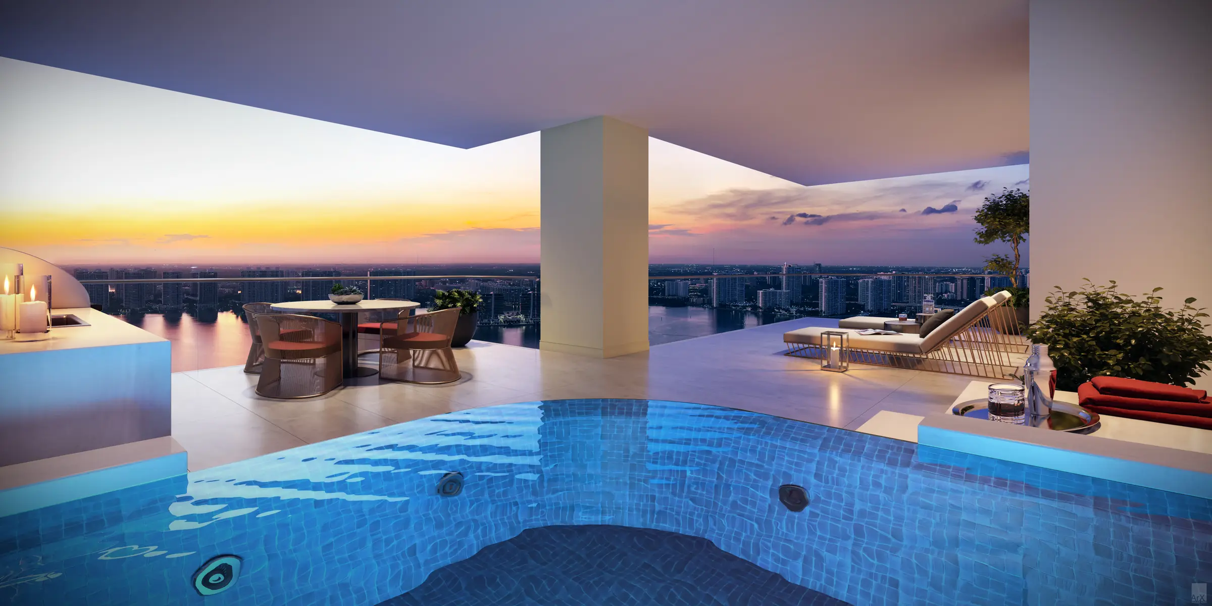 Ravello residence, west terrace with spa