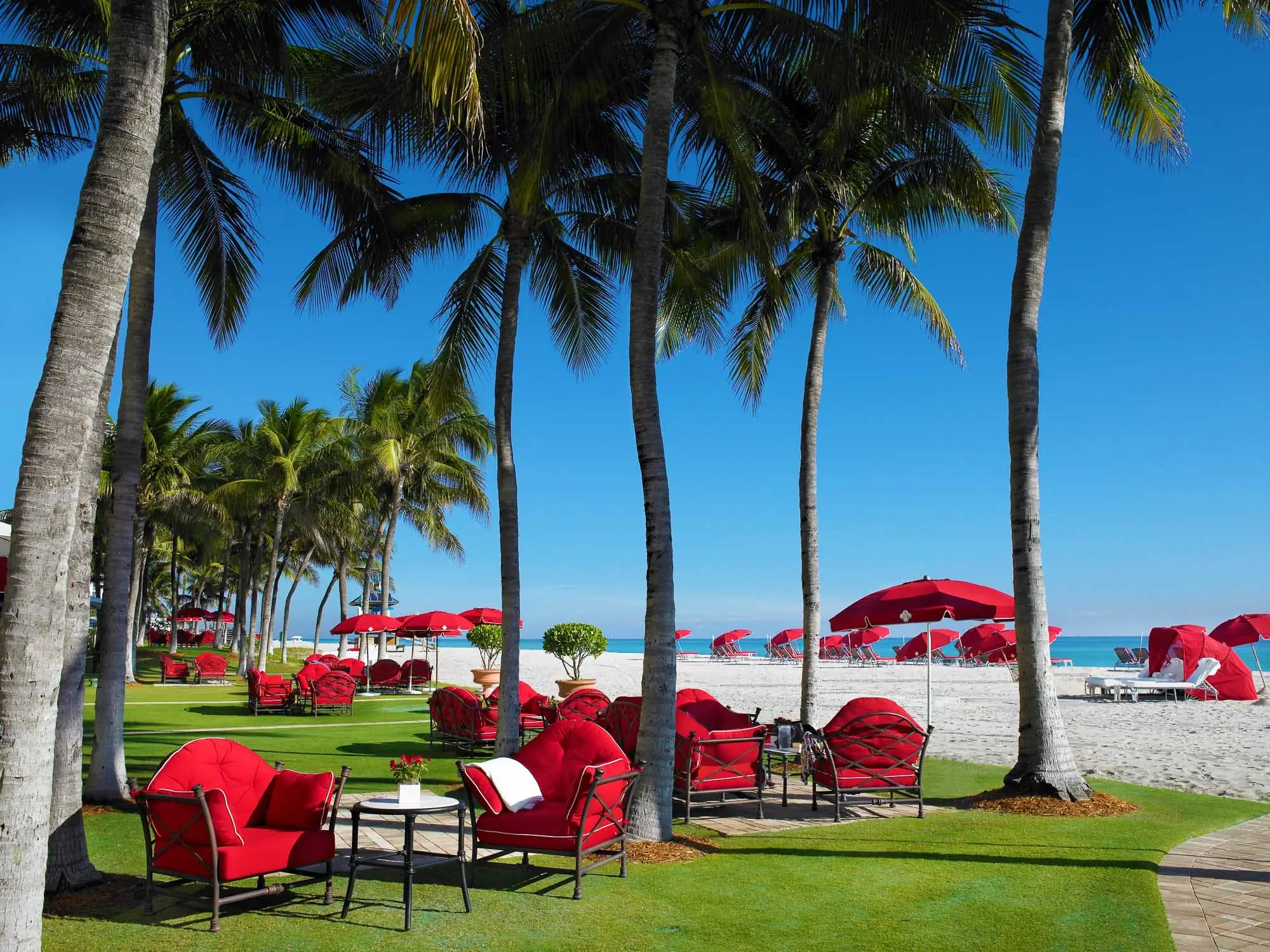Resort front lawn and beach